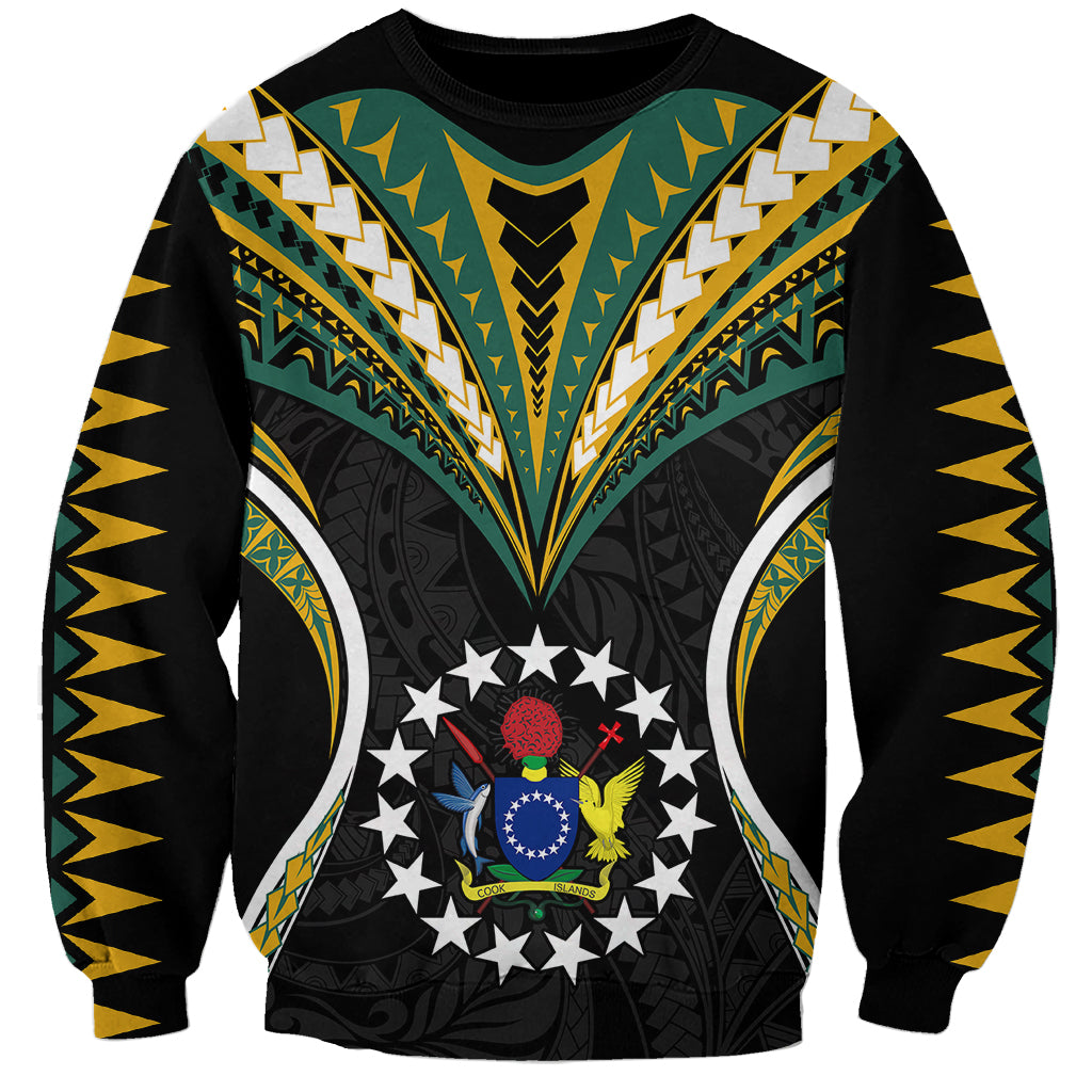 Polynesian Cook Islands Sweatshirt Tribal Wave Style