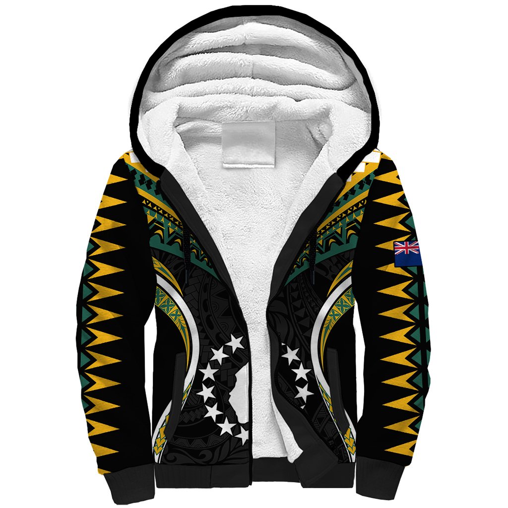 (Personalised) Polynesian Aitutaki Island Sherpa Hoodie Cook Islands Tribal Wave Style