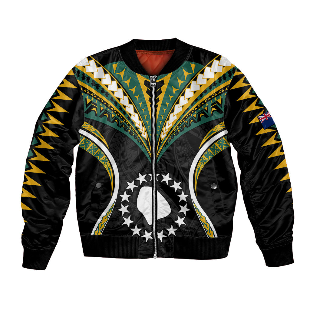 Polynesian Atiu Island Bomber Jacket Cook Islands Tribal Wave Style
