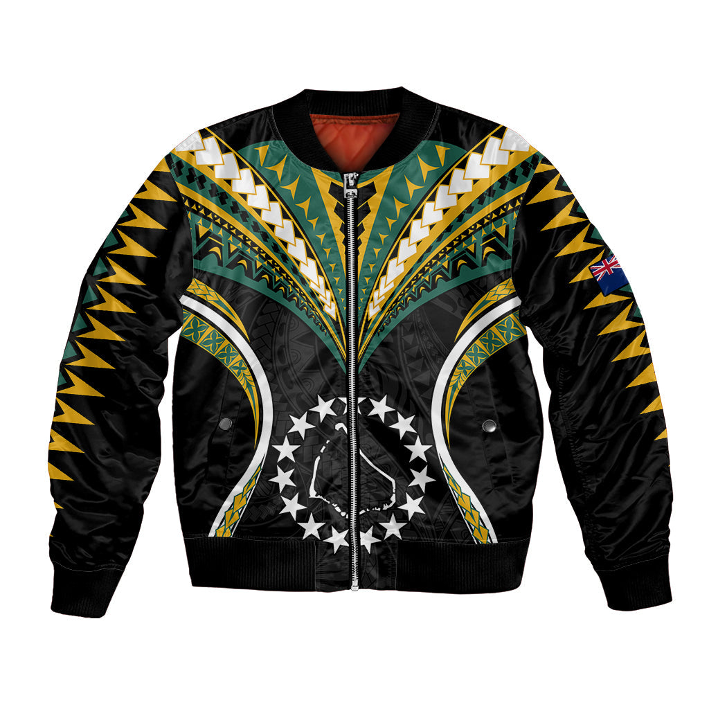 Polynesian Manihiki Island Bomber Jacket Cook Islands Tribal Wave Style