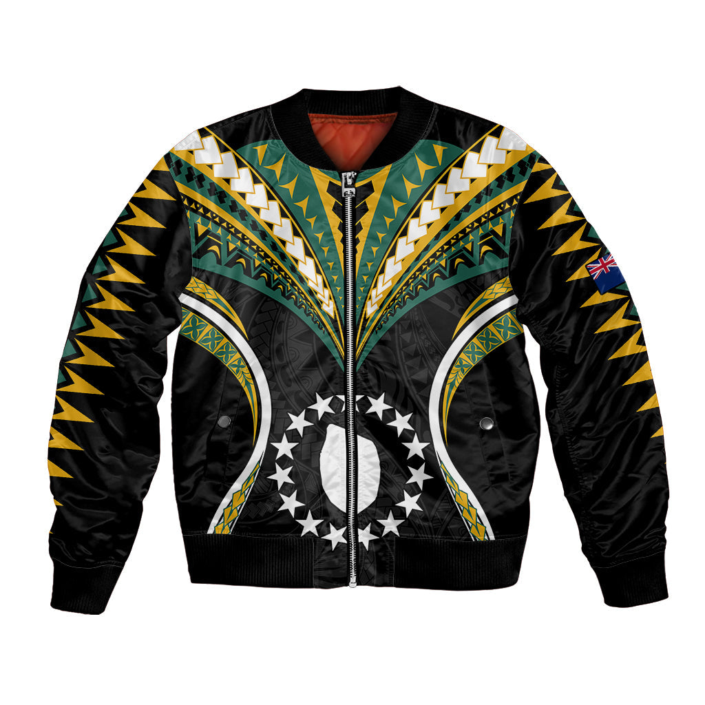 Polynesian Mauke Island Bomber Jacket Cook Islands Tribal Wave Style