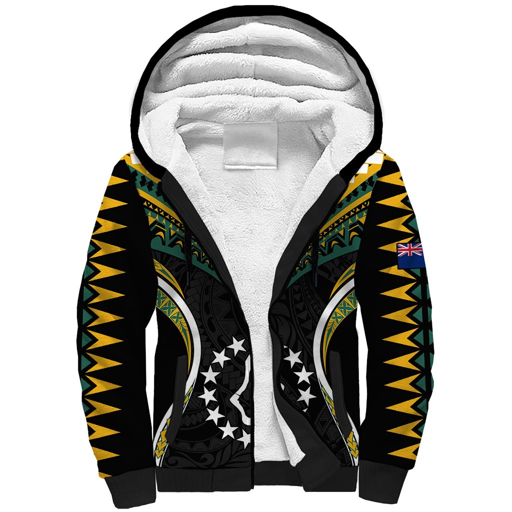 (Personalised) Polynesian Palmerston Island Sherpa Hoodie Cook Islands Tribal Wave Style