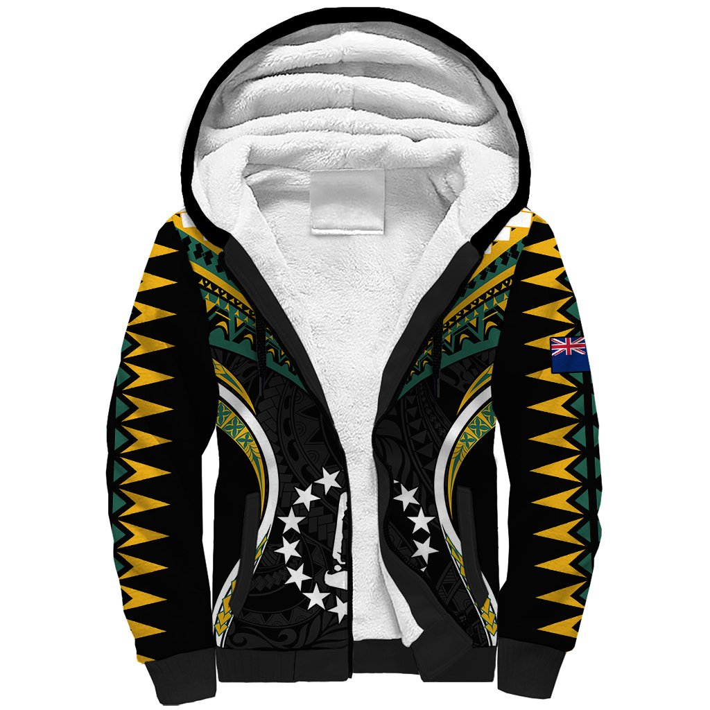 (Personalised) Polynesian Rakahanga Island Sherpa Hoodie Cook Islands Tribal Wave Style