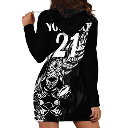 Custom Text And Number New Zealand All Black Rugby Hoodie Dress