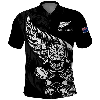 Custom Text And Number New Zealand All Black Rugby Polo Shirt