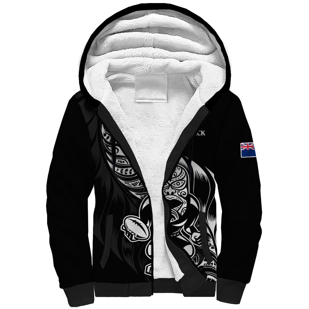 (Custom Text And Number) New Zealand All Black Rugby Sherpa Hoodie