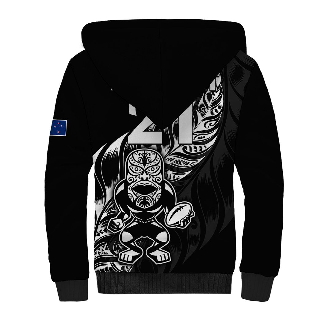 (Custom Text And Number) New Zealand All Black Rugby Sherpa Hoodie