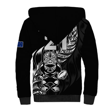 (Custom Text And Number) New Zealand All Black Rugby Sherpa Hoodie