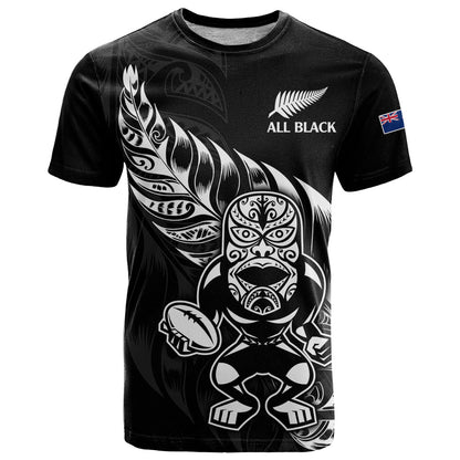 Custom Text And Number New Zealand All Black Rugby T Shirt