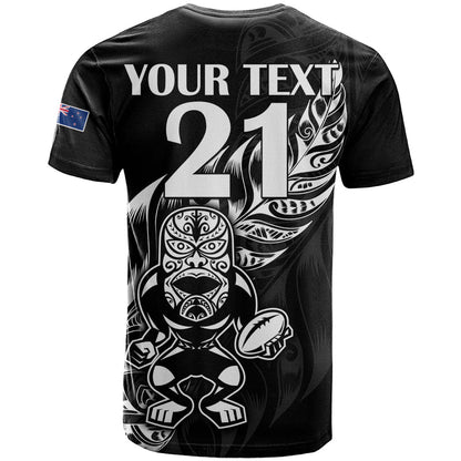 Custom Text And Number New Zealand All Black Rugby T Shirt