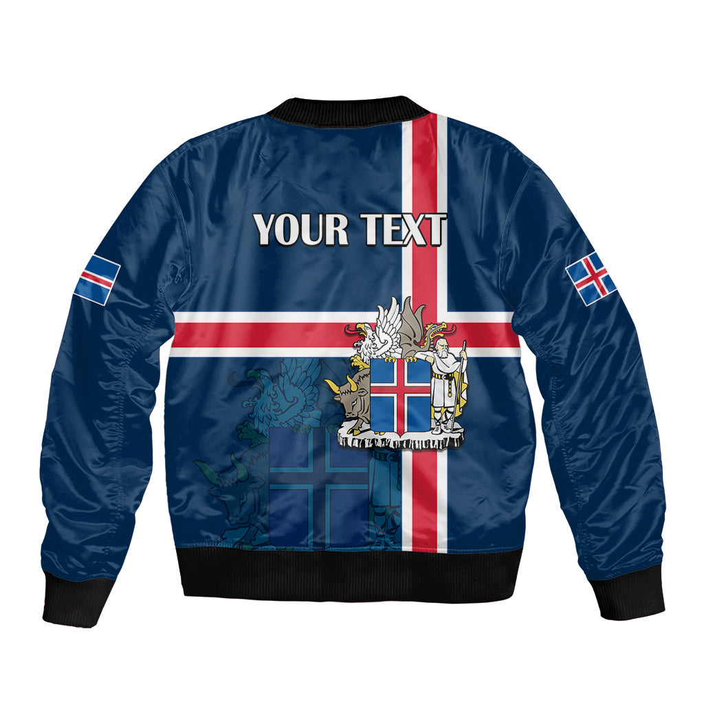 Custom Iceland Sleeve Zip Bomber Jacket Icelandic National Day