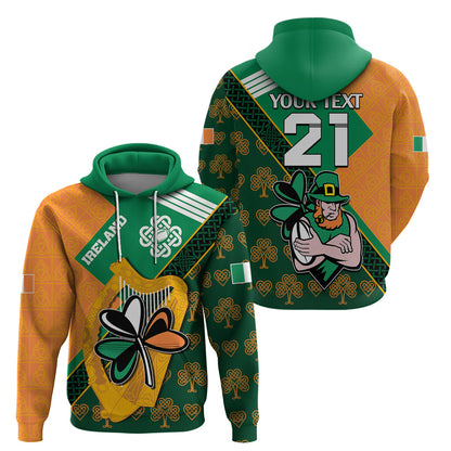 Custom Ireland Rugby Hoodie Go Irish Shamrock World Cup