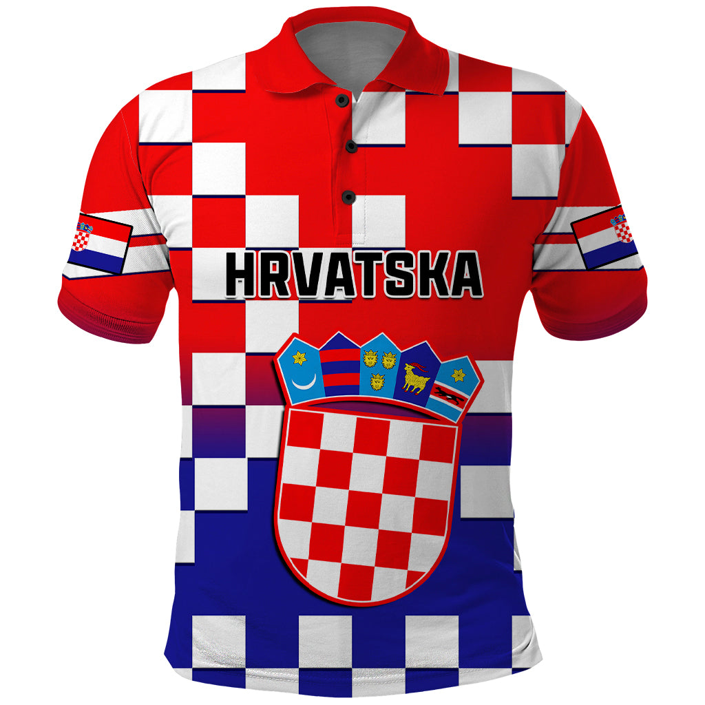 Croatia Polo Shirt Hrvatska Checkerboard Gradient Style