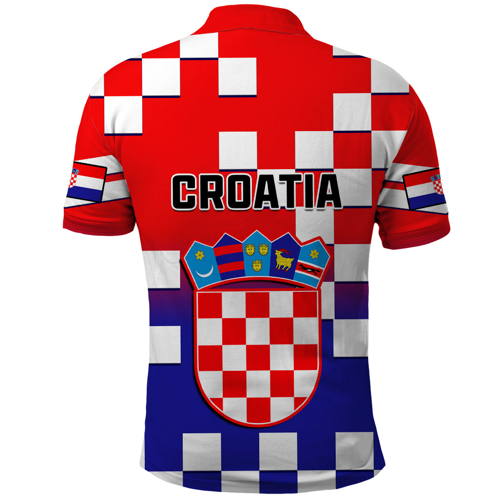 Croatia Polo Shirt Hrvatska Checkerboard Gradient Style