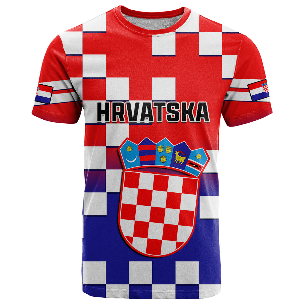 Croatia T Shirt Hrvatska Checkerboard Gradient Style