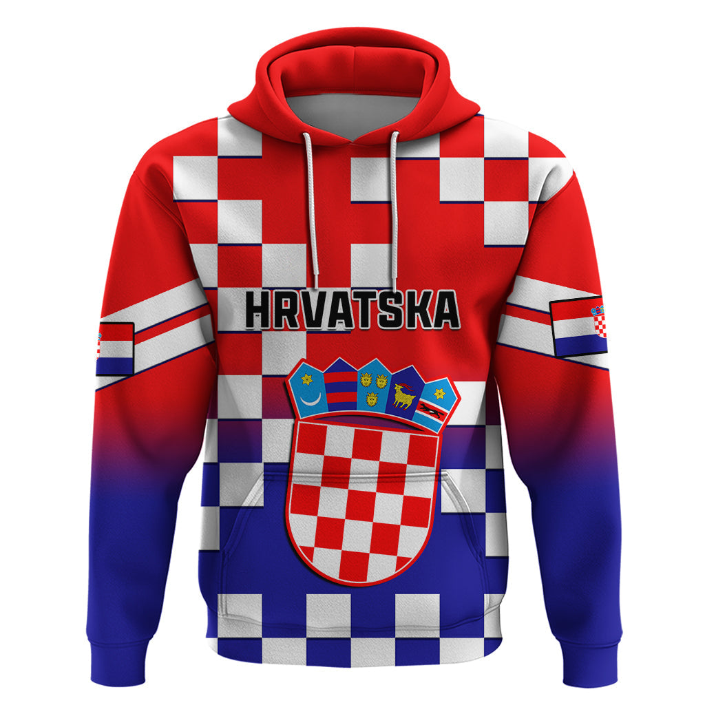 Personalised Croatia Hoodie Hrvatska Checkerboard Gradient Style