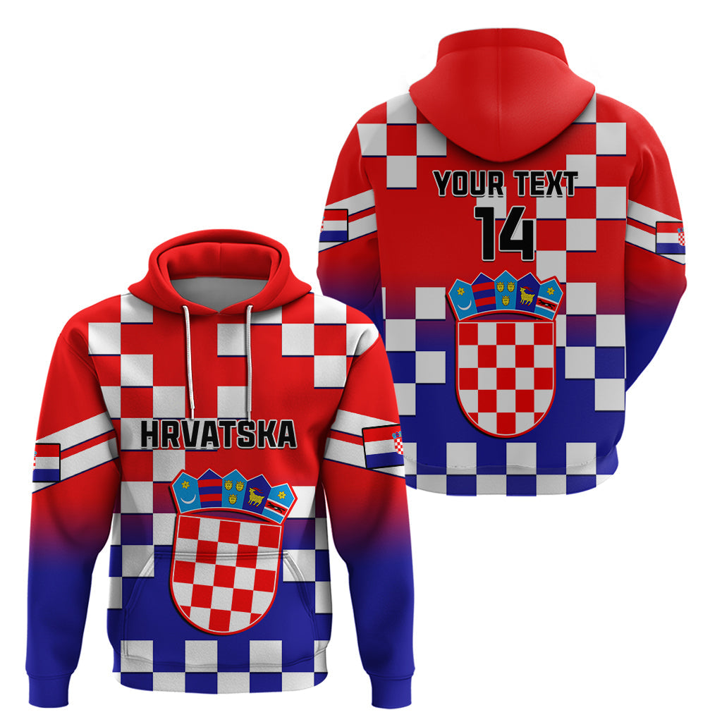 Personalised Croatia Hoodie Hrvatska Checkerboard Gradient Style