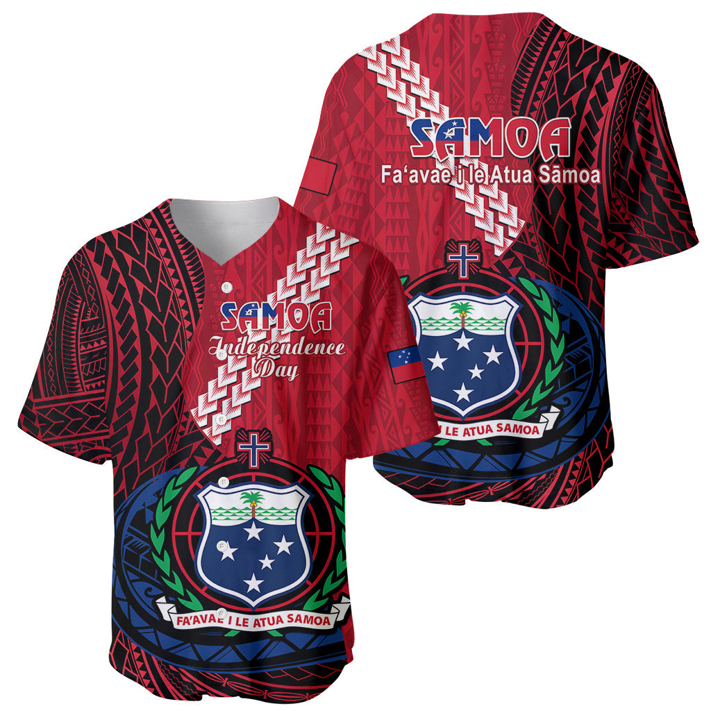 Samoa Baseball Jersey Happy Independence Day Samoan Red Pattern