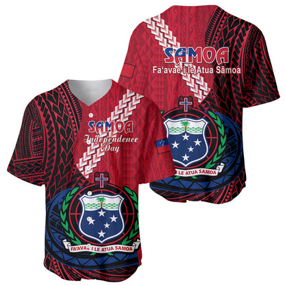 Samoa Baseball Jersey Happy Independence Day Samoan Red Pattern
