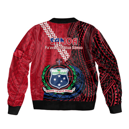 Samoa Bomber Jacket Happy Independence Day Samoan Red Pattern