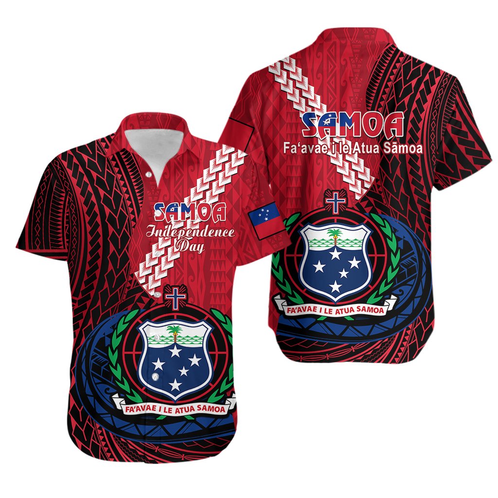 Samoa Hawaiian Shirt Happy Independence Day Samoan Red Pattern