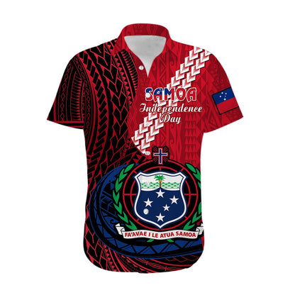 Samoa Hawaiian Shirt Happy Independence Day Samoan Red Pattern