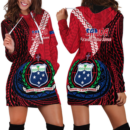 Samoa Hoodie Dress Happy Independence Day Samoan Red Pattern