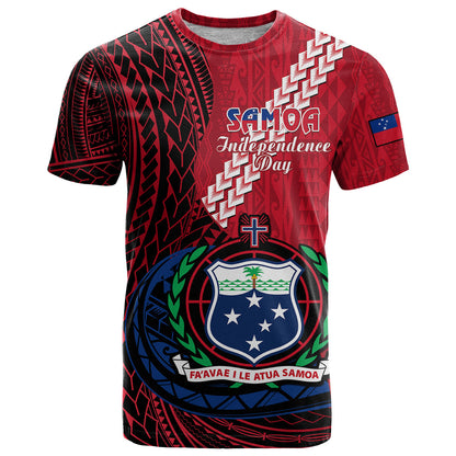 Samoa T Shirt Happy Independence Day Samoan Red Pattern