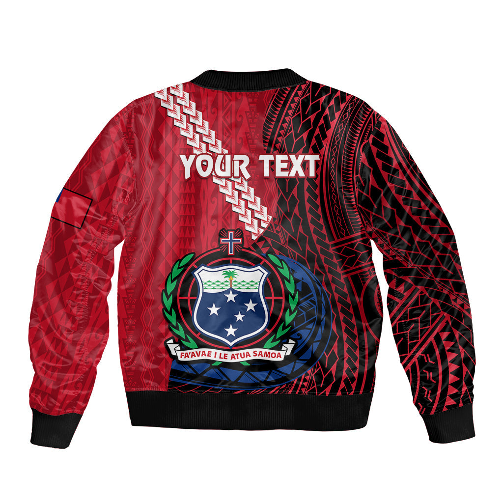 (Custom Personalised) Samoa Bomber Jacket Happy Independence Day Samoan Red Pattern