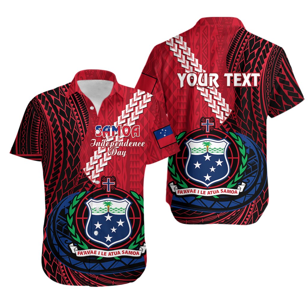 Custom Personalised Samoa Hawaiian Shirt Happy Independence Day Samoan Red Pattern