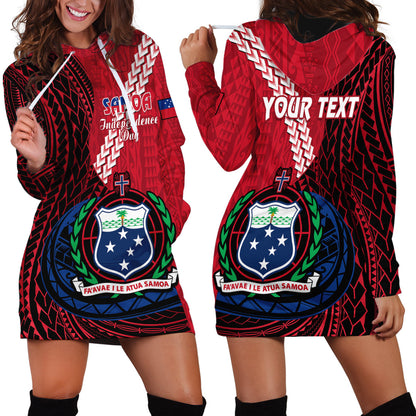 Custom Personalised Samoa Hoodie Dress Happy Independence Day Samoan Red Pattern