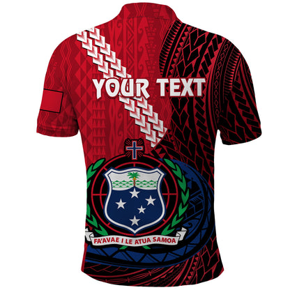Custom Personalised Samoa Polo Shirt Happy Independence Day Samoan Red Pattern