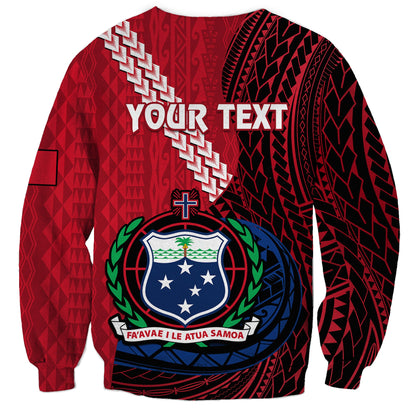 Custom Personalised Samoa Sweatshirt Happy Independence Day Samoan Red Pattern