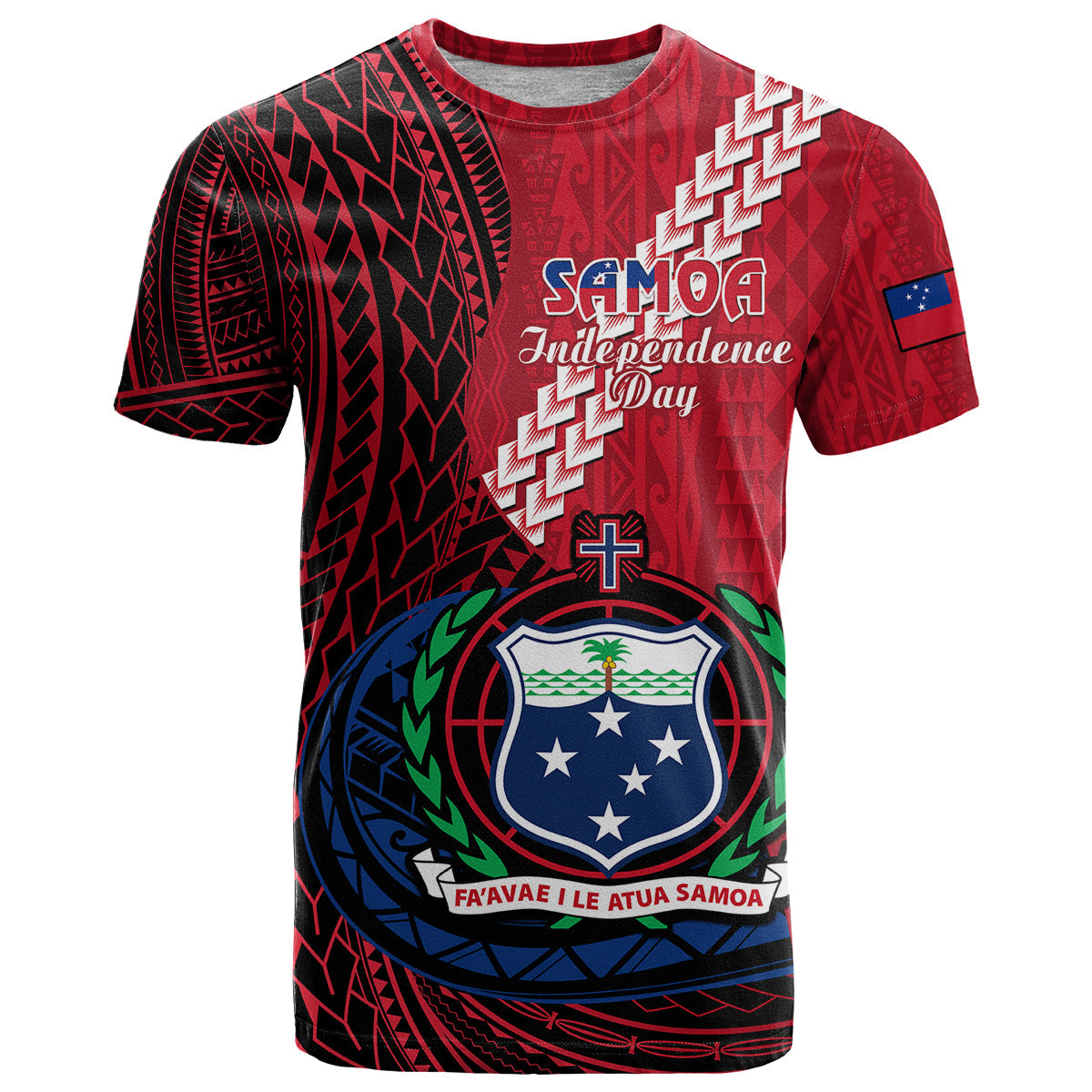 Custom Personalised Samoa T Shirt Happy Independence Day Samoan Red Pattern