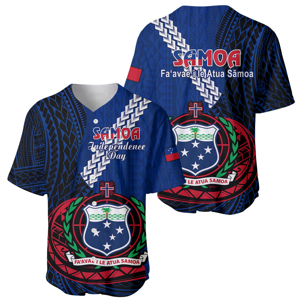 Samoa Baseball Jersey Happy Independence Day Samoan Blue Pattern
