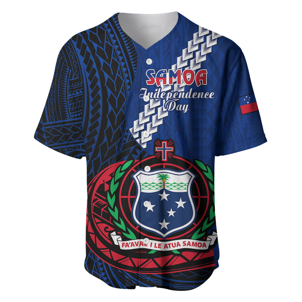 Samoa Baseball Jersey Happy Independence Day Samoan Blue Pattern