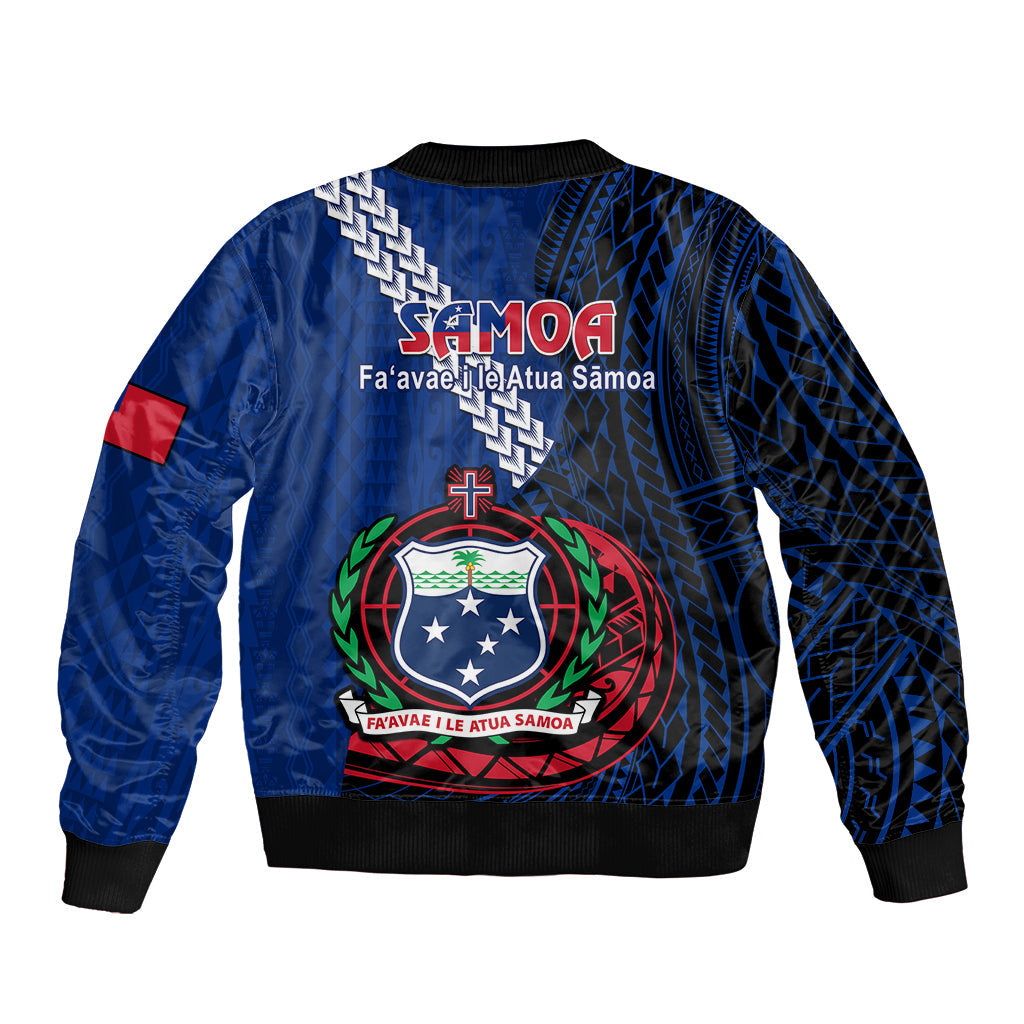 Samoa Bomber Jacket Happy Independence Day Samoan Blue Pattern