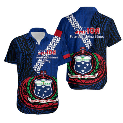 Samoa Hawaiian Shirt Happy Independence Day Samoan Blue Pattern