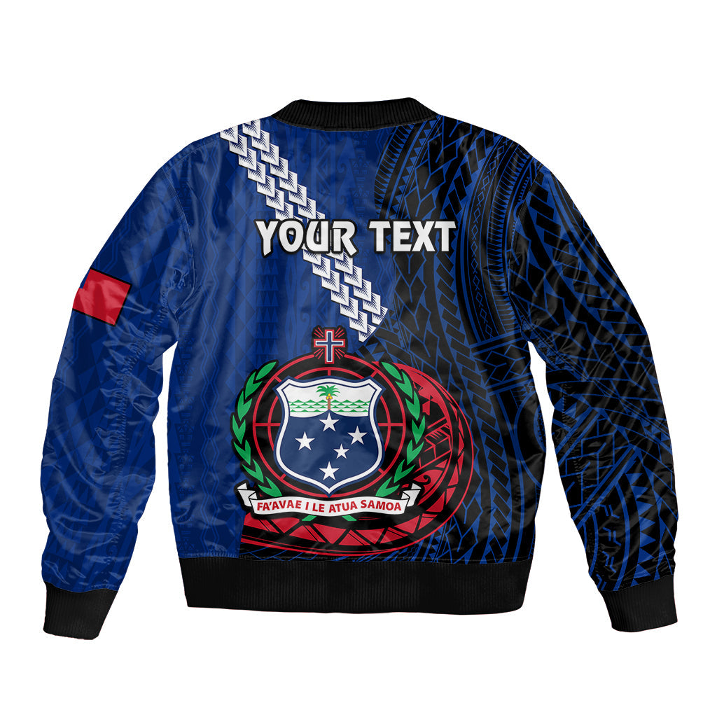 (Custom Personalised) Samoa Bomber Jacket Happy Independence Day Samoan Blue Pattern