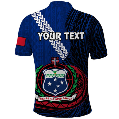 Custom Personalised Samoa Polo Shirt Happy Independence Day Samoan Blue Pattern