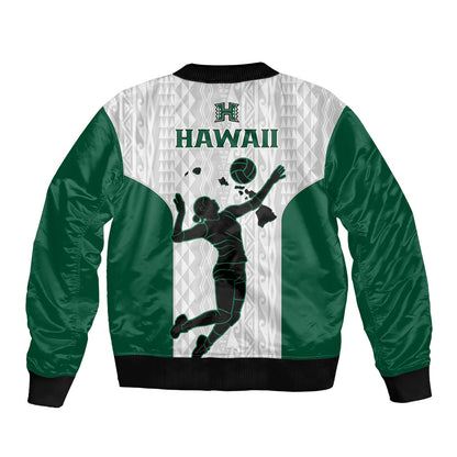 Hawaii Volleyball Bomber Jacket Hawaiian Kakau White Style