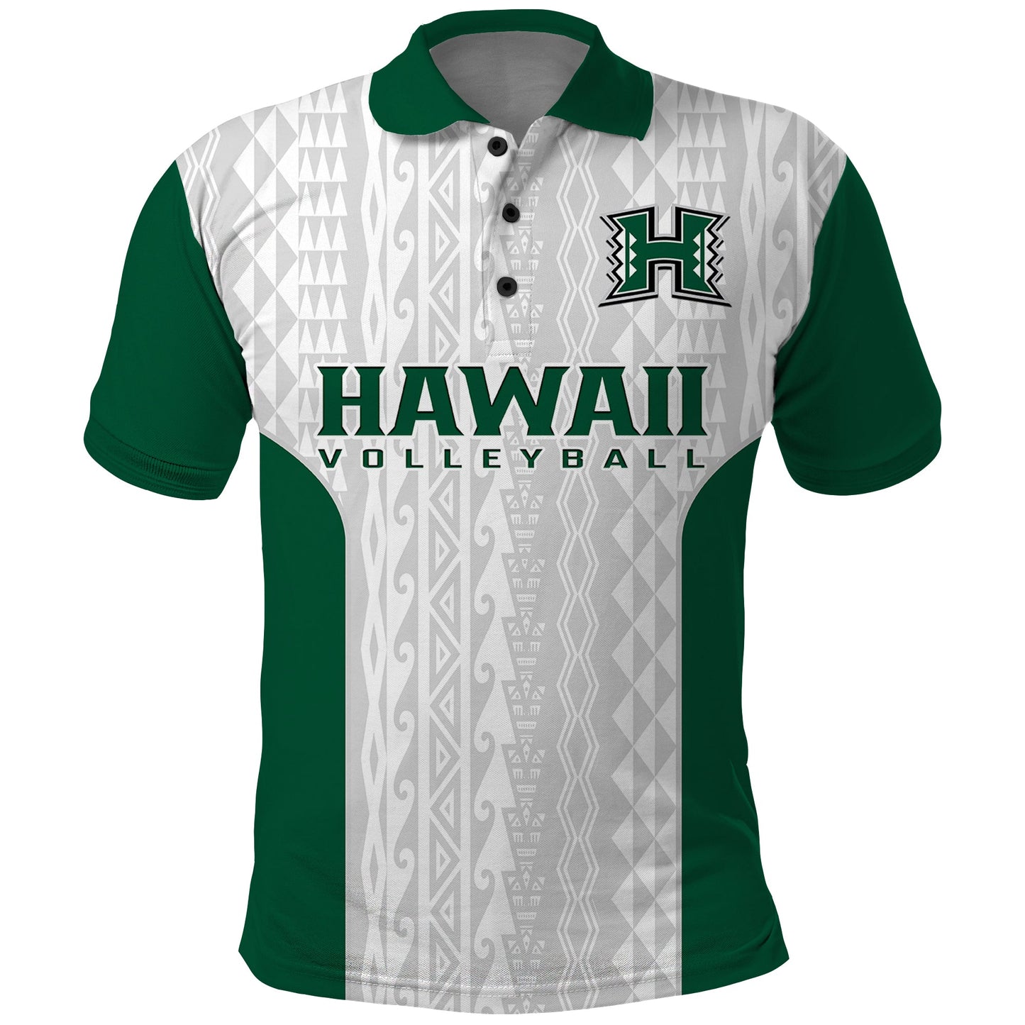Hawaii Volleyball Polo Shirt Hawaiian Kakau White Style