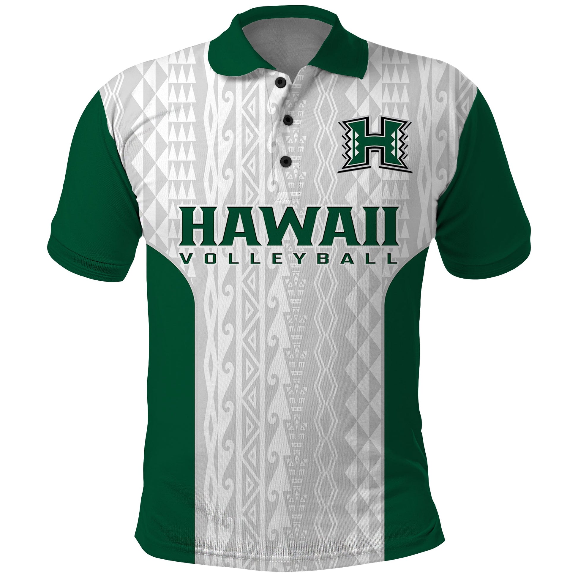 Hawaii Volleyball Polo Shirt Hawaiian Kakau White Style
