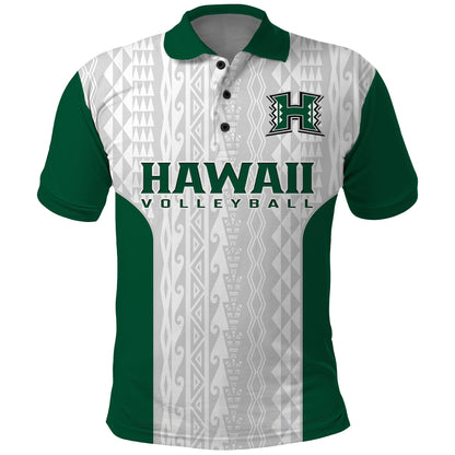 Hawaii Volleyball Polo Shirt Hawaiian Kakau White Style
