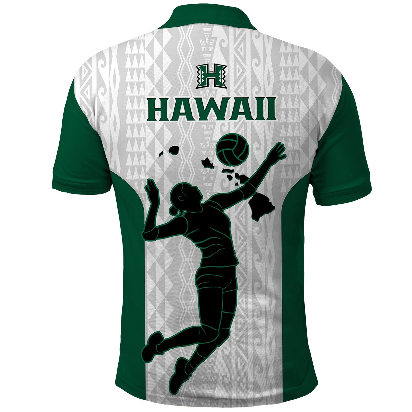Hawaii Volleyball Polo Shirt Hawaiian Kakau White Style