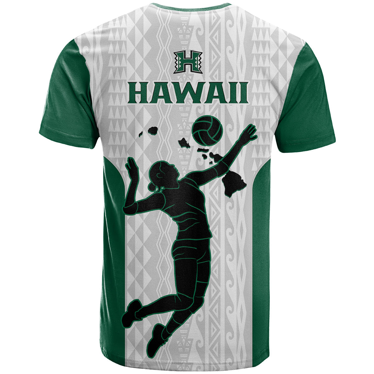 Hawaii Volleyball T Shirt Hawaiian Kakau White Style
