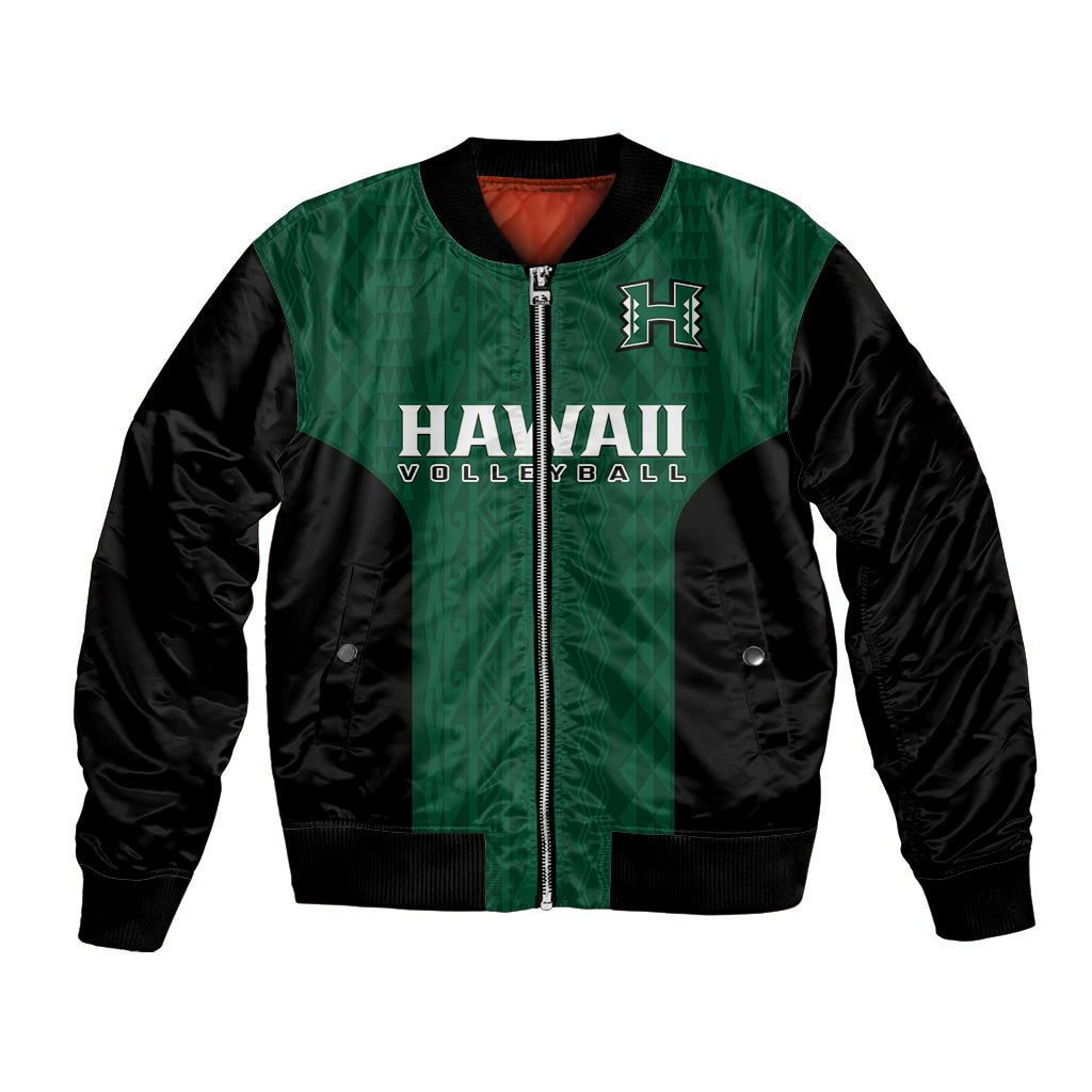 Hawaii Volleyball Bomber Jacket Hawaiian Kakau Green Style
