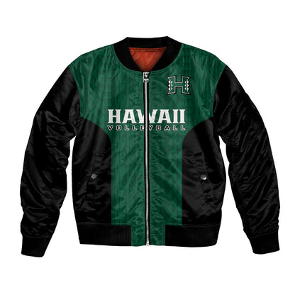 Hawaii Volleyball Bomber Jacket Hawaiian Kakau Green Style