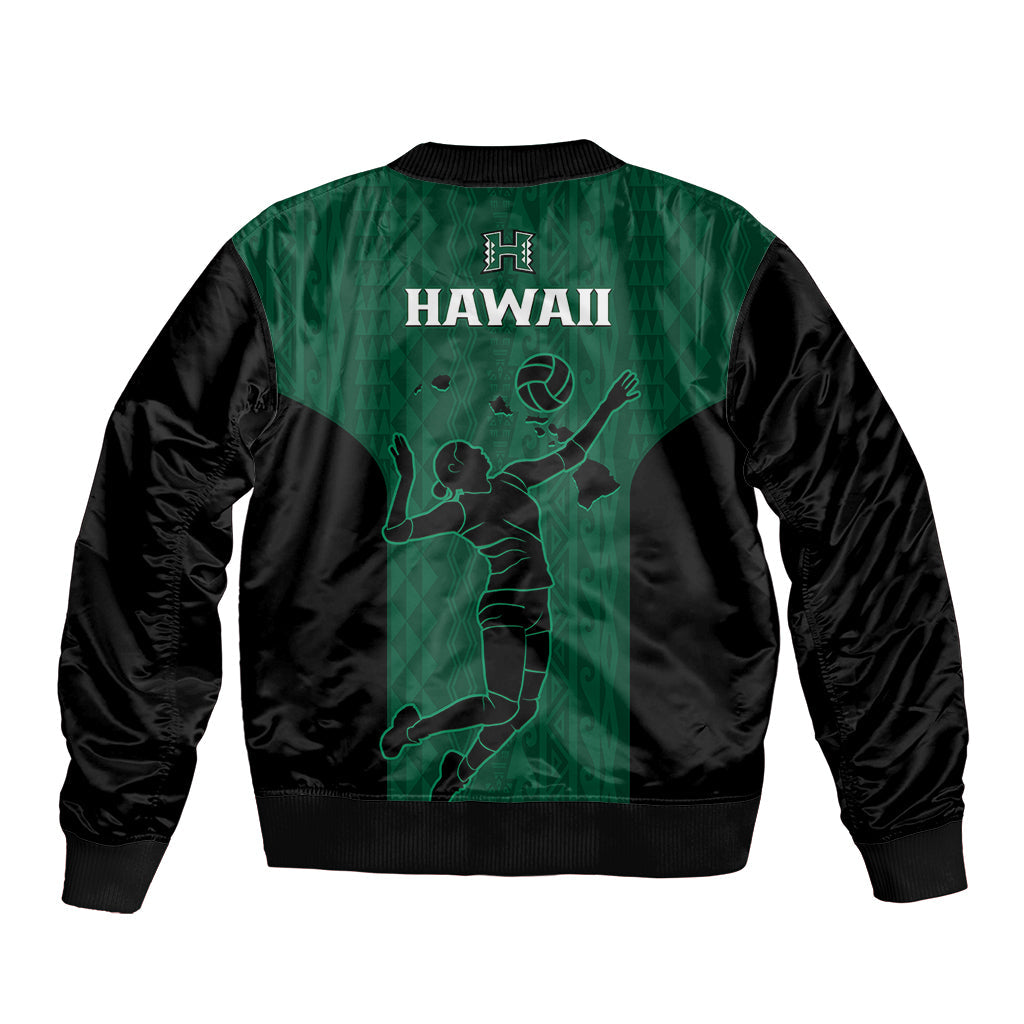Hawaii Volleyball Bomber Jacket Hawaiian Kakau Green Style