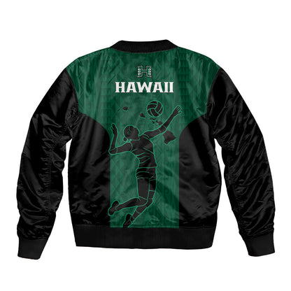 Hawaii Volleyball Bomber Jacket Hawaiian Kakau Green Style